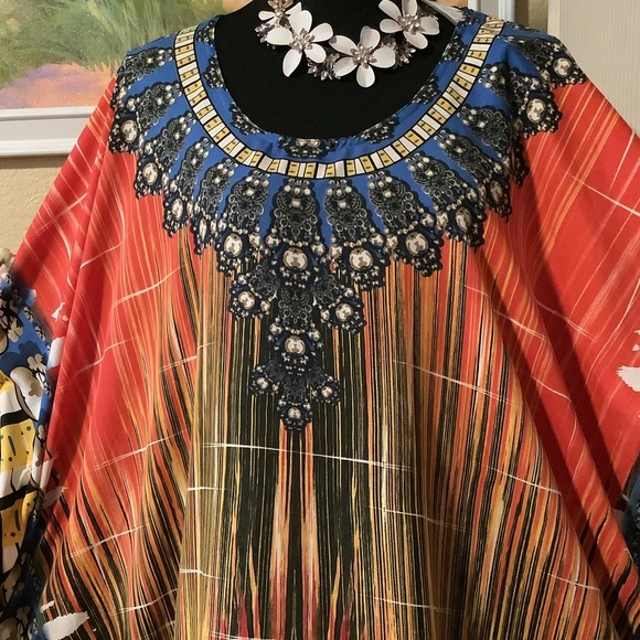 🌻NWT WINLAR MULTICOLOR COVERUP/CAFTAN DRESS - Picture 4 of 12